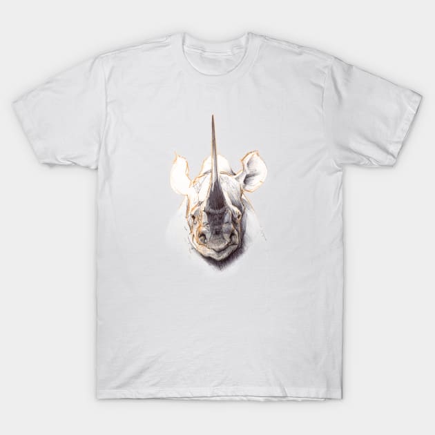 Sketchy Rhino Head T-Shirt by Khasis